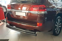 Toyota Land Cruiser 200 2007-2021 гг. Задняя защита AK002-double Черная (2 шт., нержавейка) фото 1