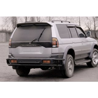 Задняя защита AK005-2 Черный (нерж. сталь) Mitsubishi Pajero Sport 1996-2007 гг. фото 1