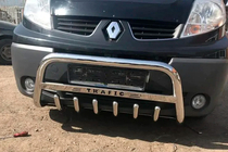 Renault Trafic 2001–2015 гг. Передняя защита WT004 с надписью Trafic (нерж.) фото 3