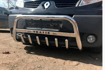 Renault Trafic 2001–2015 гг. Передняя защита WT004 с надписью Trafic (нерж.) фото 2