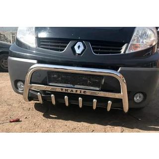 Передняя защита WT004 с надписью Trafic (нерж.) Renault Trafic 2001-2015 гг. фото 3
