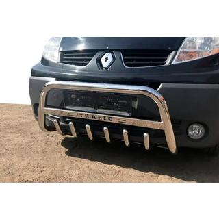 Передняя защита WT004 с надписью Trafic (нерж.) Renault Trafic 2001-2015 гг. фото 1