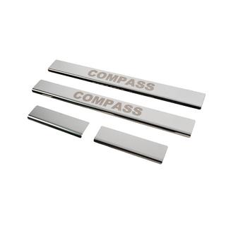 Накладки на пороги Carmos (4шт, нержавейка) Jeep Compass 2016- гг. фото 2