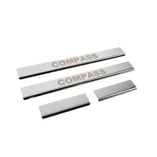 Накладки на пороги Carmos (4шт, нержавейка) Jeep Compass 2016- гг. фото 3