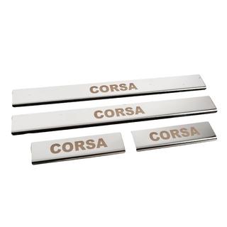 Накладки на пороги Carmos (4 шт, нержавейка) Opel Corsa E 2015-2019 гг. фото 3