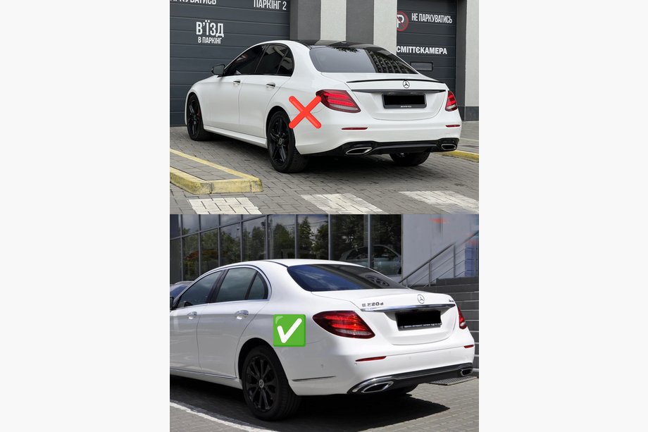 Mercedes E-class W213 2016-2023 гг. Задний диффузор с насадками выхлопа E53-Design Silver (для Base) Фото 10