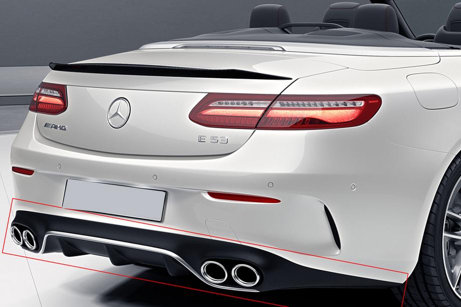 Mercedes E-class coupe C238 2016-2024 гг. Задний диффузор Black с насадками Chrome (Дизайн AMG53) Image