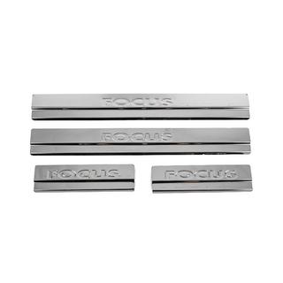 Накладки на пороги V2 (Carmos, 4 шт., нерж. сталь) Ford Focus II 2008-2011 гг. фото 1