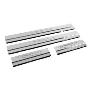 Накладки на пороги V2 (Carmos, 4 шт., нерж. сталь) Ford Focus II 2008-2011 гг. фото 3