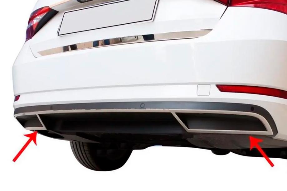 Skoda Superb 2015-2024 гг. Накладки на кромку заднего бампера Carmos (2 шт., нерж. сталь) Image