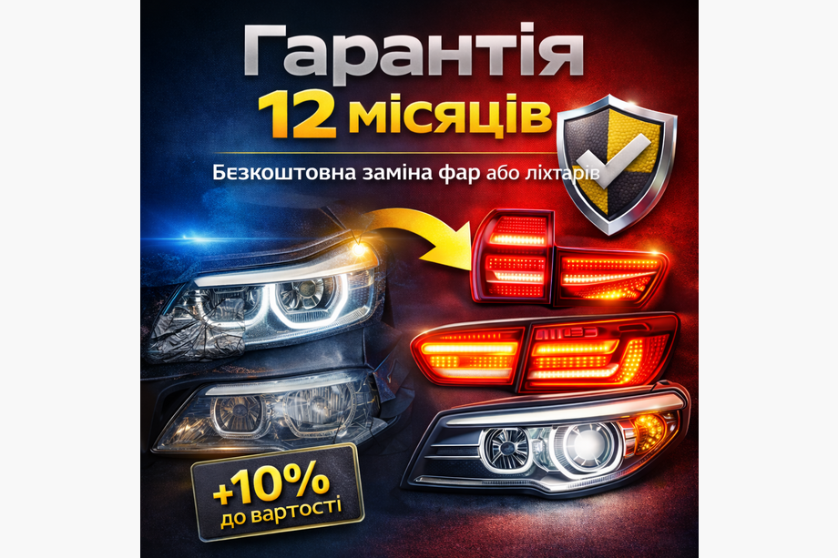 Дополнительная гарантия на передние фары и задние фонари Image