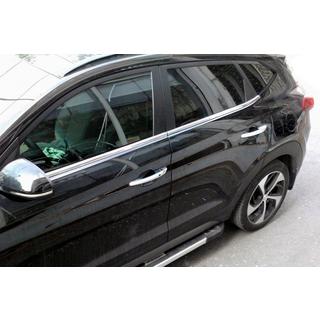 Нижние молдинги окон нержавейка (4 шт) Hyundai Tucson TL 2016-2021 гг. фото 1