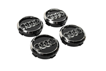 Audi Заглушки в диски 60/58 мм (Черные с хромом, 4 шт.) фото 3