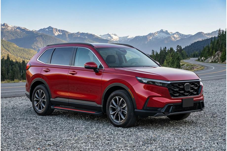 Honda CRV 2022- гг. Боковые пороги Maya Red (2 шт., алюминий) Фото 1