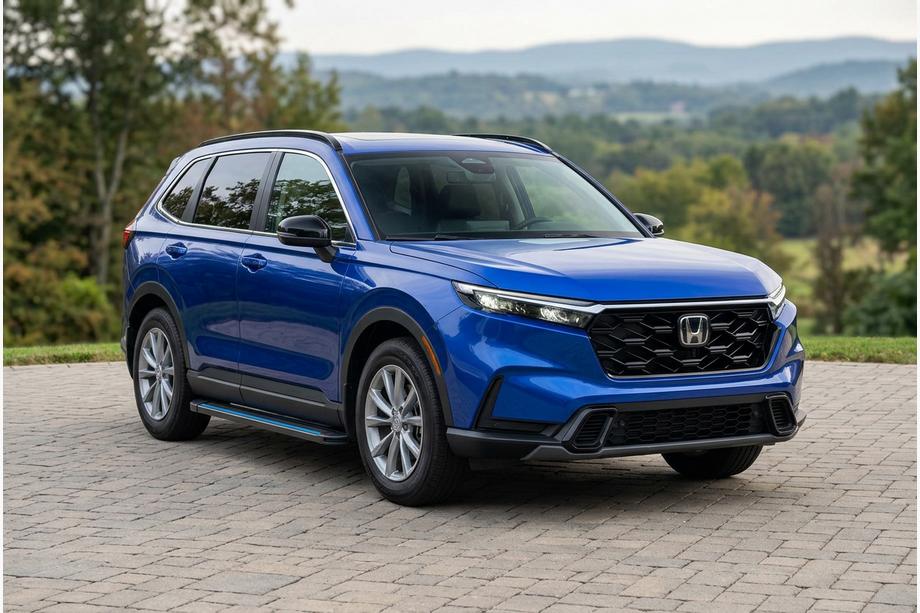 Honda CRV 2022- гг. Боковые пороги Maya Blue (2 шт., Алюминий) Фото 1