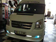 Ford Transit 2000–2014 гг. Накладка на передний бампер (2006-2014, DRL, с решеткой) фото 4