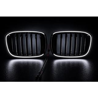 Решетка радиатора «ноздри» 1 Bar LED (2018-2021, черный глянец)