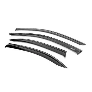 Ветровики с чёрным молдингом Niken Luxury (4 шт) Mercedes C-class W204 2007-2015 гг. фото 2