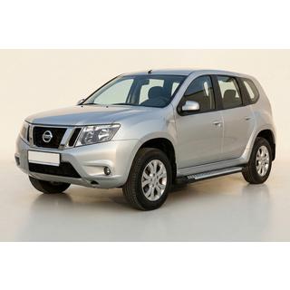 Боковые пороги Allmond Grey (2 шт., алюминий) Nissan Terrano 2014- гг. фото 1