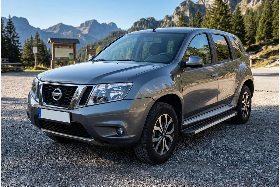 Nissan Terrano 2014- гг. Боковые пороги Maya V1 (2 шт., алюминий) Фото 1