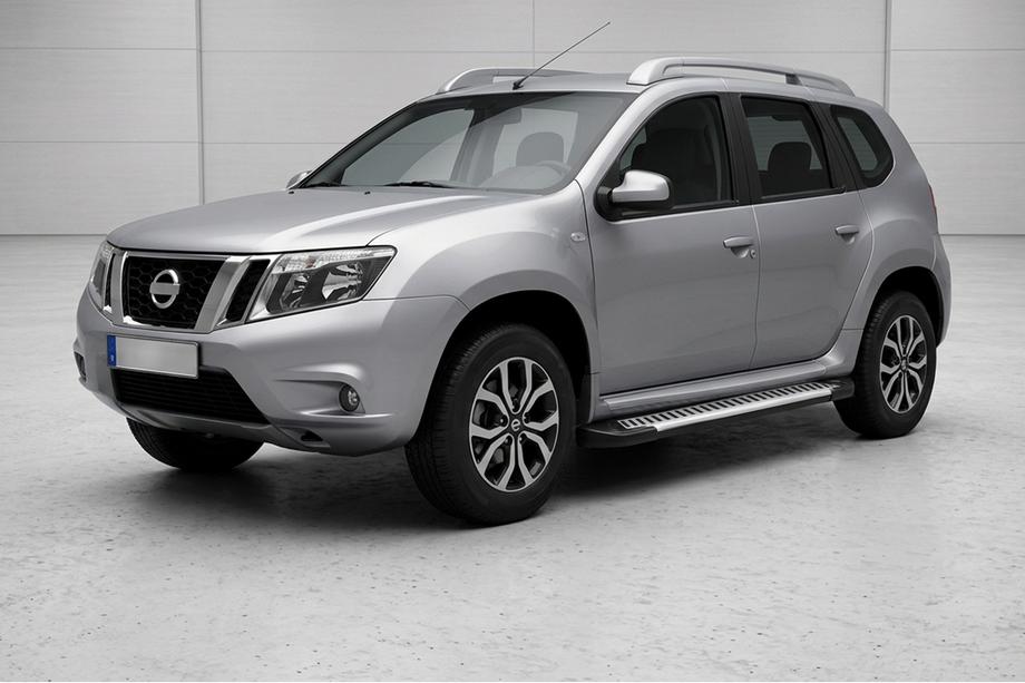 Nissan Terrano 2014- гг. Боковые пороги Line (2 шт., алюминий) Фото 1