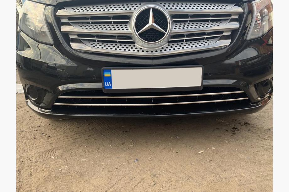 Mercedes Vito/V-class W447 2014- гг. Накладки на решетку бампера (2 шт, нержавейка) Vito Грузовой (Хром) Фото 6