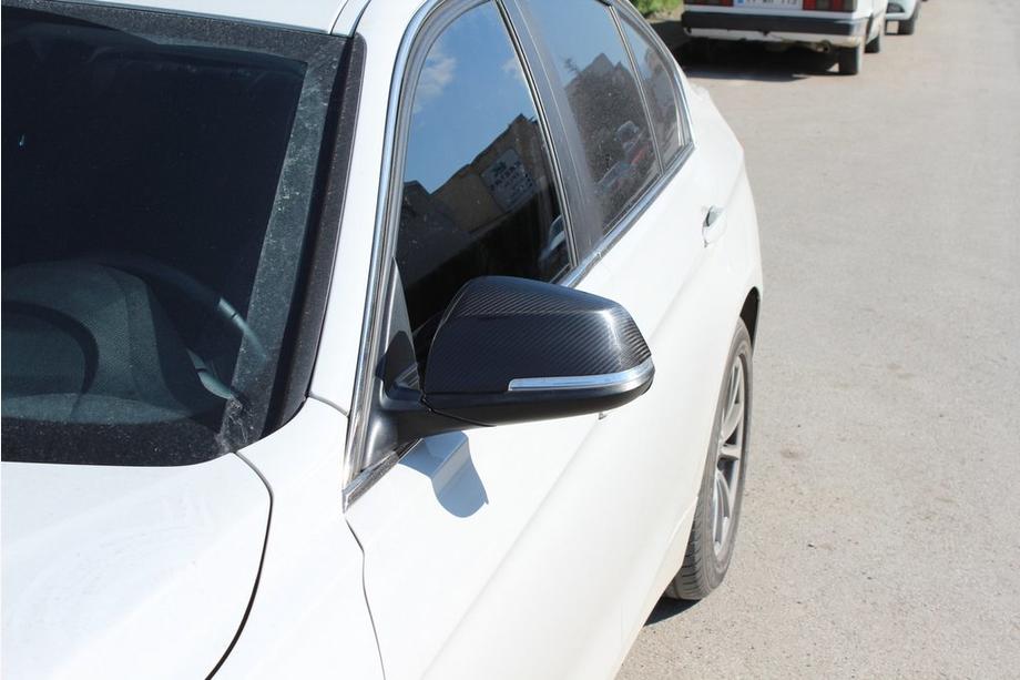 BMW 3 серия F30/F31 2012-2019 гг. Накладки на Зеркала (2 шт, Натуральный Карбон) Фото 2