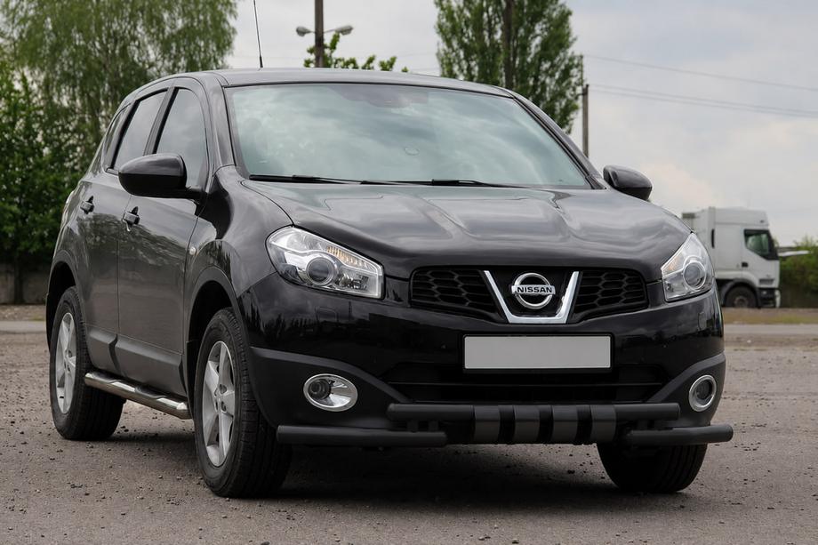 Nissan Qashqai 2010-2014 гг. Передний ус ST009-15 Black (нерж.) Фото 3
