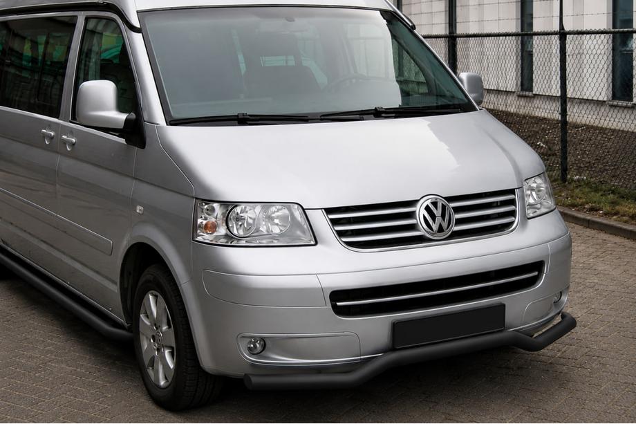 Volkswagen T5 Multivan 2003–2010 гг. Передняя защита Wave Black (нерж. сталь) Фото 1