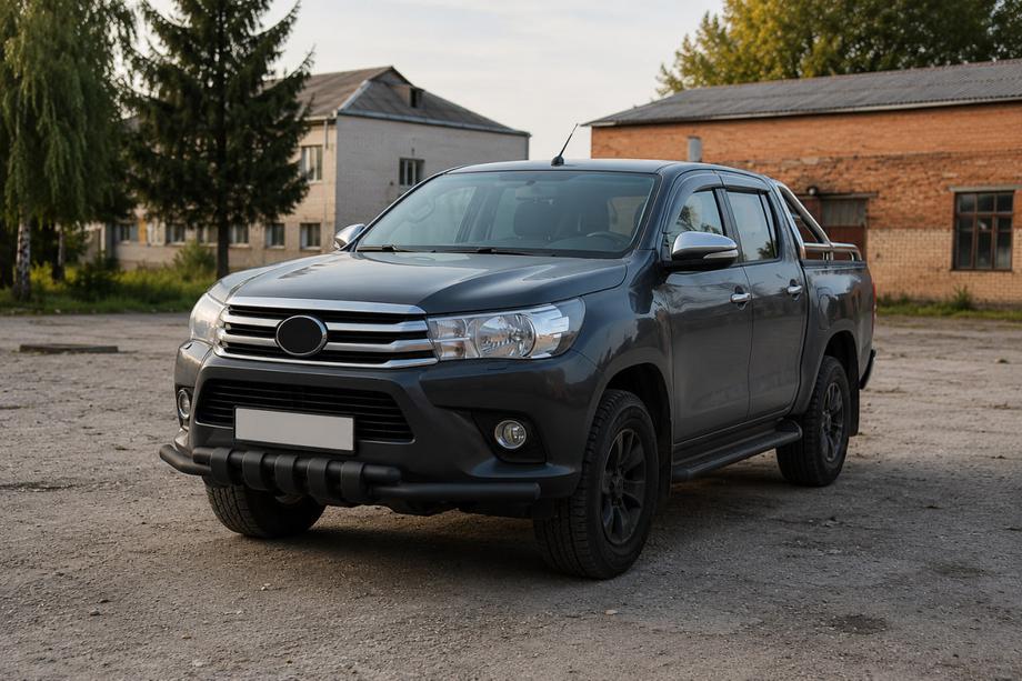 Toyota Hilux 2015- гг. Передняя защита F3-34 Black (нерж.) Фото 3
