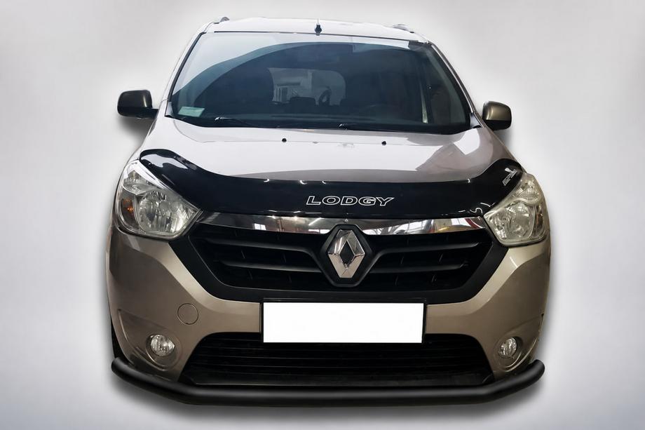 Renault Lodgy 2013-2022 гг. Передняя защита ST008 Черная (Нержавейка) Фото 1