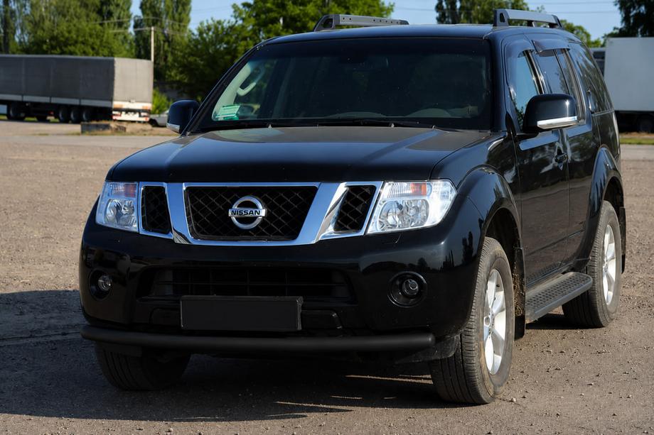 Nissan Navara 2006-2015 гг. Передняя защита ST008 Черная (Нержавейка) Фото 1