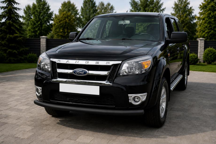 Ford Ranger 2007-2011 гг. Передняя защита ST008 Черная (Нержавейка) Image