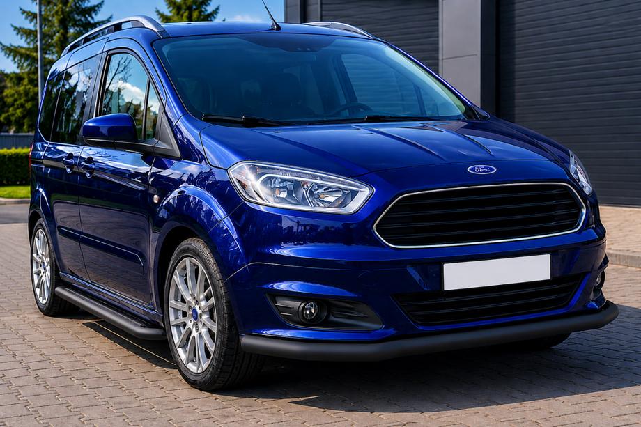 Ford Courier 2014-2023 гг. Передняя защита ST008 Черная (Нержавейка) Фото 1