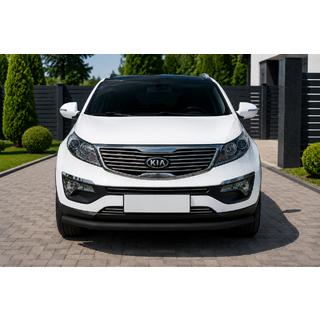 Передняя защита ST008 Черная (Нержавейка) Kia Sportage 2010-2015 гг.