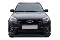 Chery Tiggo 3 2005- гг. Передняя защита ST008 Черная (Нержавейка) фото 1