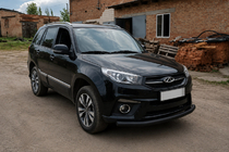 Chery Tiggo 3 2005- гг. Передняя защита ST008 Черная (Нержавейка) фото 3