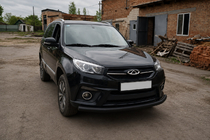 Chery Tiggo 3 2005- гг. Передняя защита ST008 Черная (Нержавейка) фото 4