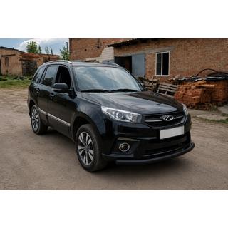 Передняя защита ST008 Черная (Нержавейка) Chery Tiggo 3 2005- гг. фото 3