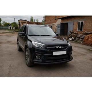 Передняя защита ST008 Черная (Нержавейка) Chery Tiggo 3 2005- гг. фото 4