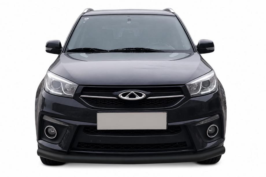 Chery Tiggo 3 2005- гг. Передняя защита ST008 Черная (Нержавейка) Image