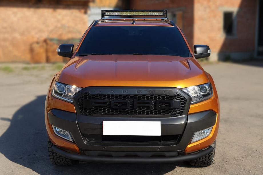 Ford Ranger 2011–2022 гг. Передняя защита ST008 Черная (Нержавейка) Фото 1