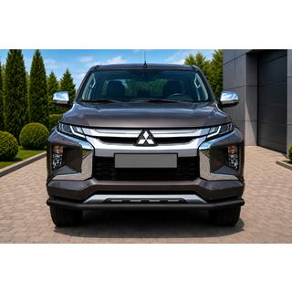 Передняя защита ST008 Черная (Нержавейка) Mitsubishi L200 2015-2024 гг. фото 1