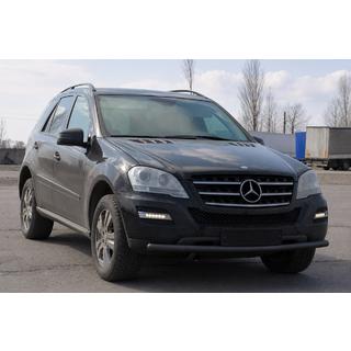 Передняя защита ST008 Черная (Нержавейка) Mercedes ML W164 2005-2011 гг. фото 2