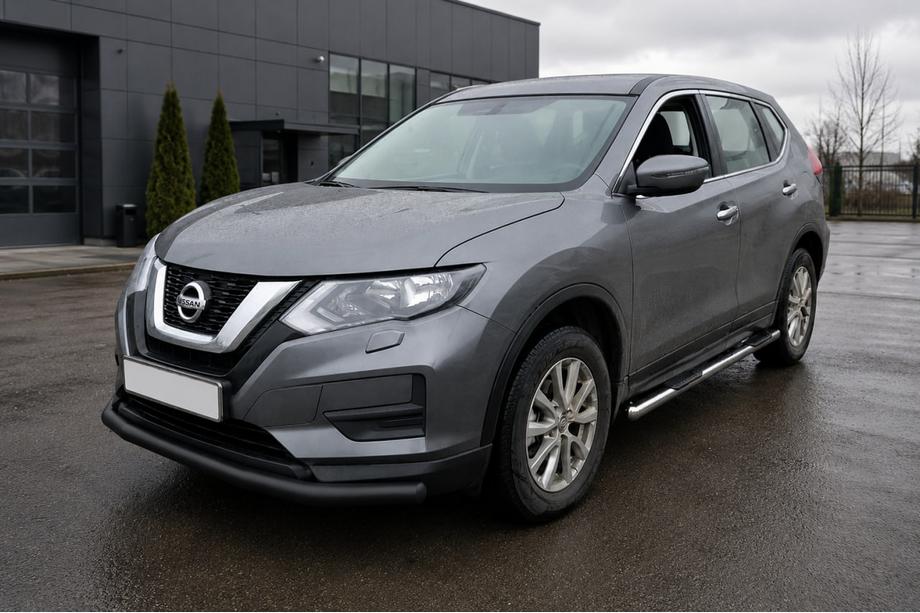 Nissan X-trail T32/Rogue 2014-2021 гг. Передняя защита ST008 Черная (Нержавейка) Фото 1