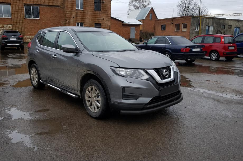 Nissan X-trail T32/Rogue 2014-2021 гг. Передняя защита ST008 Черная (Нержавейка) Фото 4