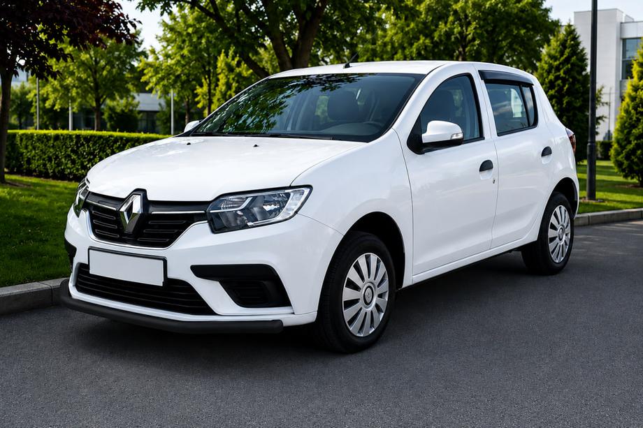 Renault Sandero 2013-2022 гг. Передняя защита ST008 Черная (Нержавейка) Фото 1
