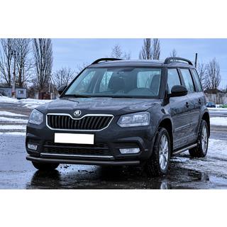 Передняя защита ST008 Черная (Нержавейка) Skoda Yeti 2009-2017 гг. фото 2