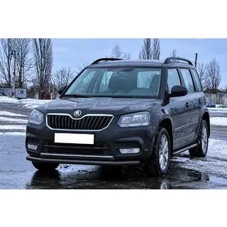 Передняя защита ST008 Черная (Нержавейка) Skoda Yeti 2009-2017 гг. фото 2