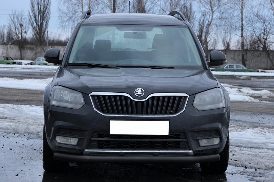 Skoda Yeti 2009-2017 гг. Передняя защита ST008 Черная (Нержавейка) Фото 1